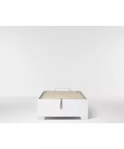 Letto singolo "bed box" bianco con rete, contenitore e piedini 90x190 cm